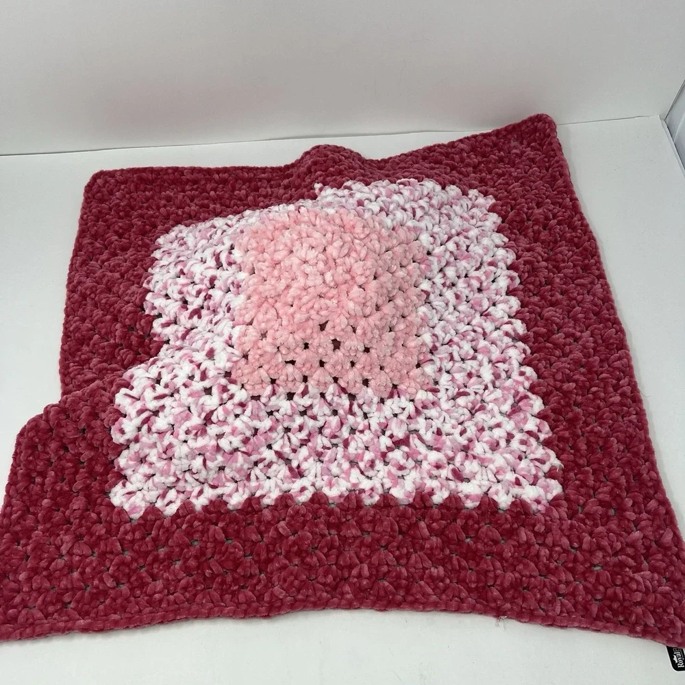 Handmade Crochet Bunny Lovey 20in Pink Security Blanket Plush Soft Toy